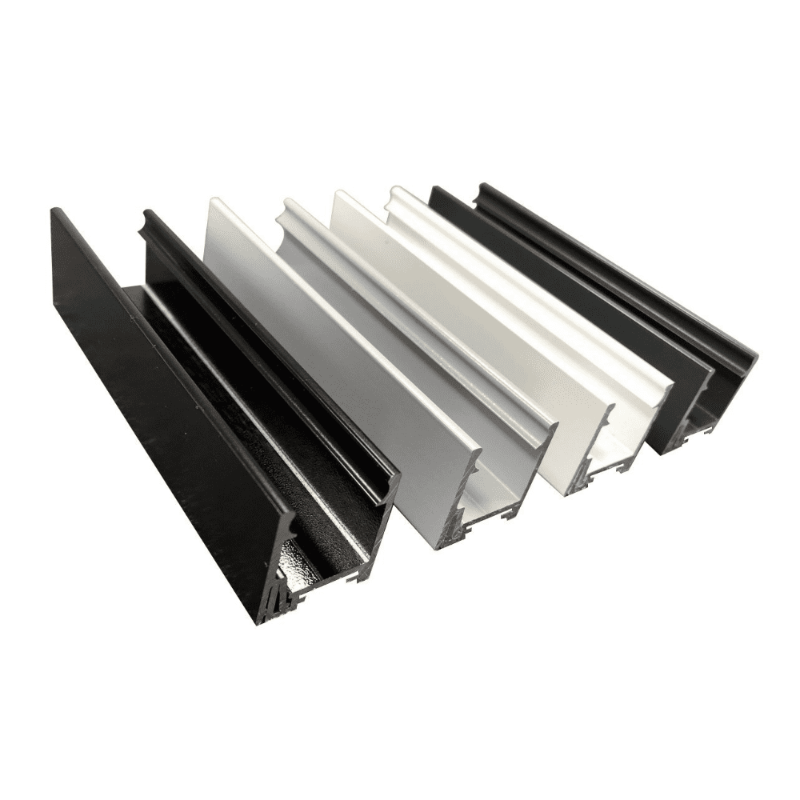 Two-part aluminium glass partition channel base and clip-in cover