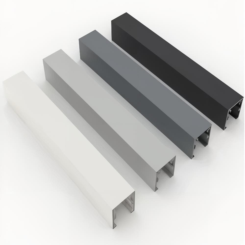 Silver, black, white and anthracite aluminium profiles for glass partitions