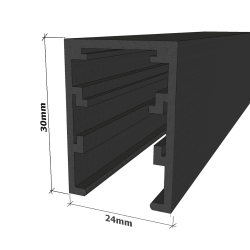 30mm Black Glass Partition Channel 