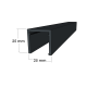 Anthracite- 25mm U Channels - Glass Partition Tracks - 3m Profiles