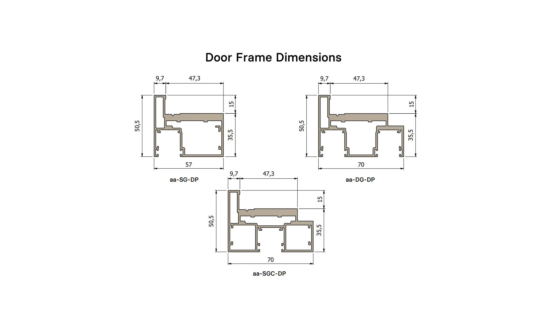 Aluminium glass door frame dimensions