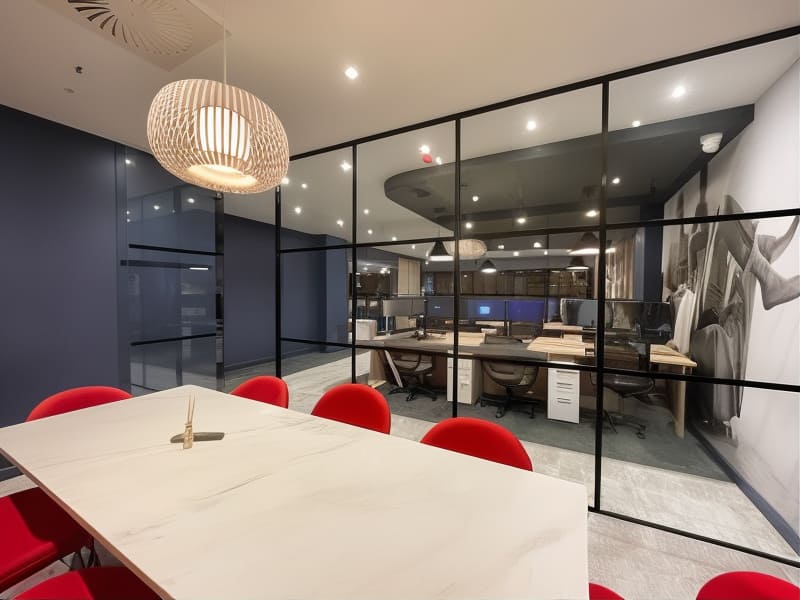 Industrial Glass Partition with Door Frame