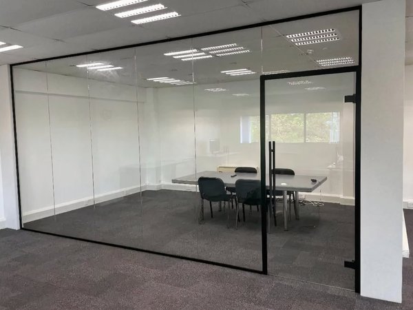 Black Door Frame with Overhead Panel and H Handle