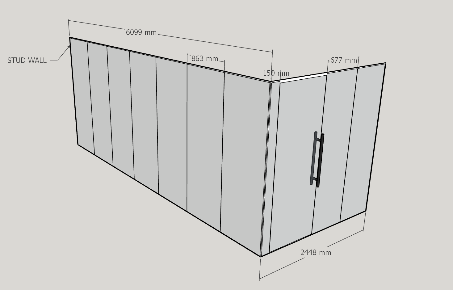 Layout drawing for the second corner glass partition in Portsmouth